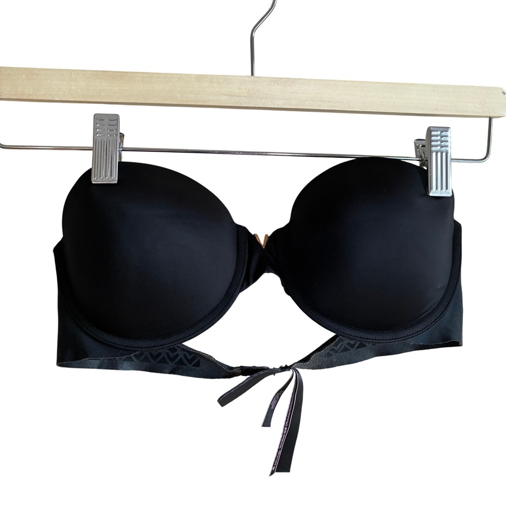Victoria's Secret Multi-Way Strapless Bra 32C Black Women V-Hardware